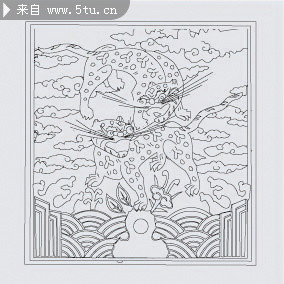 老虎线条装饰画
