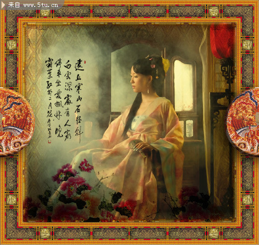 古典边框美女