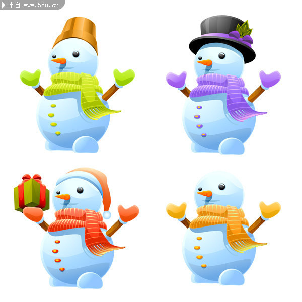 可爱卡通雪人矢量图