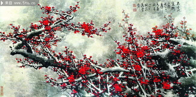 国画红梅图片 王成喜国画作品