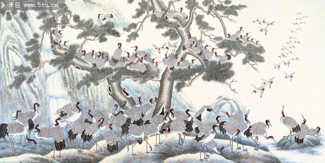 百鹤图 中国名画欣赏