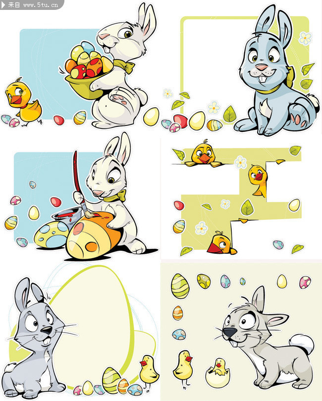 卡通复活节素材 可爱兔子插画图片