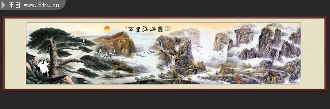 长幅水墨山水装饰画图片