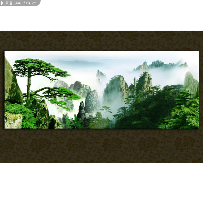 黄山迎客松高清图片 黄山风景装饰画