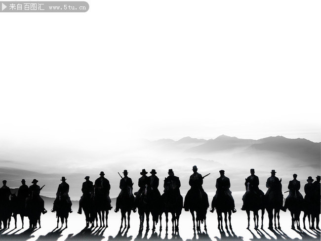 西部牛仔人物剪影图片