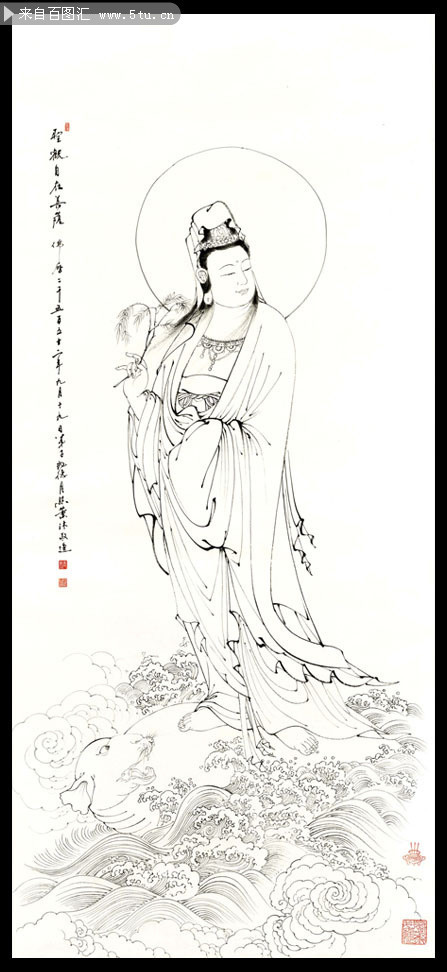 线描观世音菩萨画像下载
