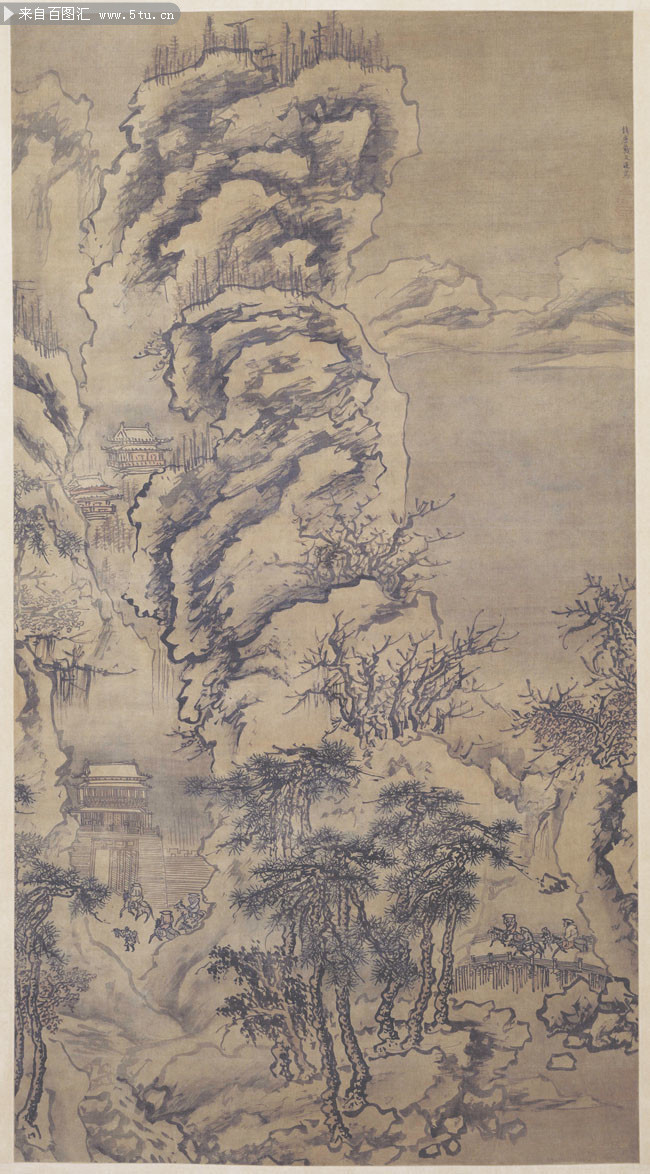 雪景山水轴_明_戴进