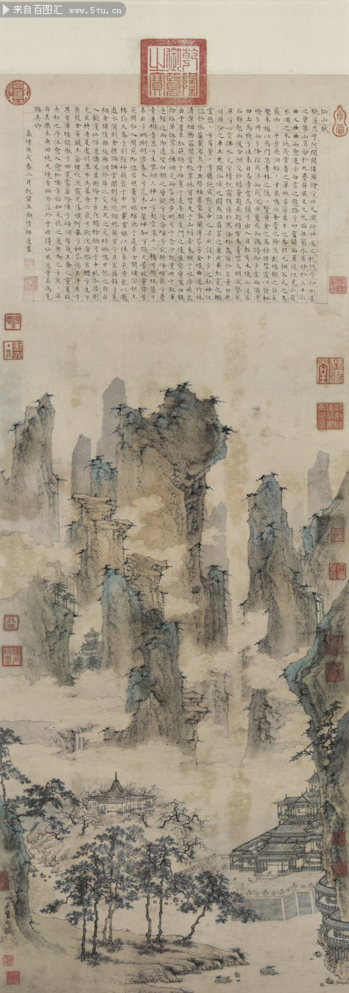 仙山楼阁图轴纸本_明_仇英