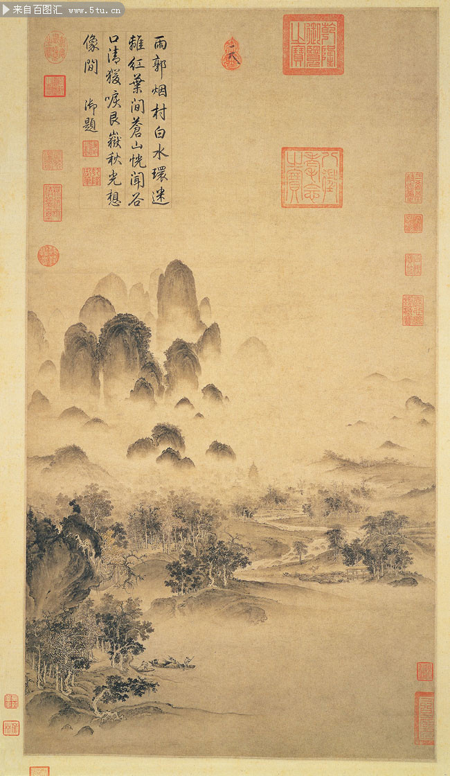 溪山秋色图轴_宋_赵佶