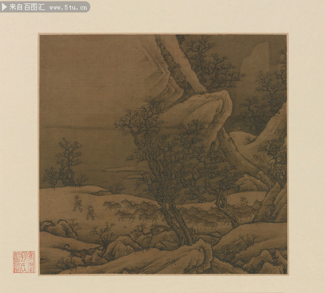 雪山驴运图_明_佚名