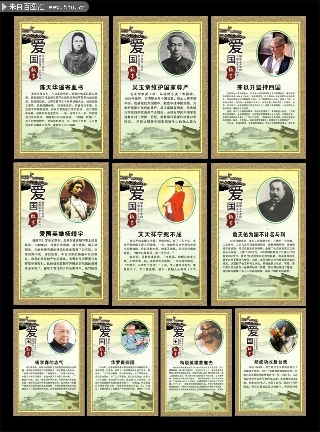 爱国名人故事展板模板