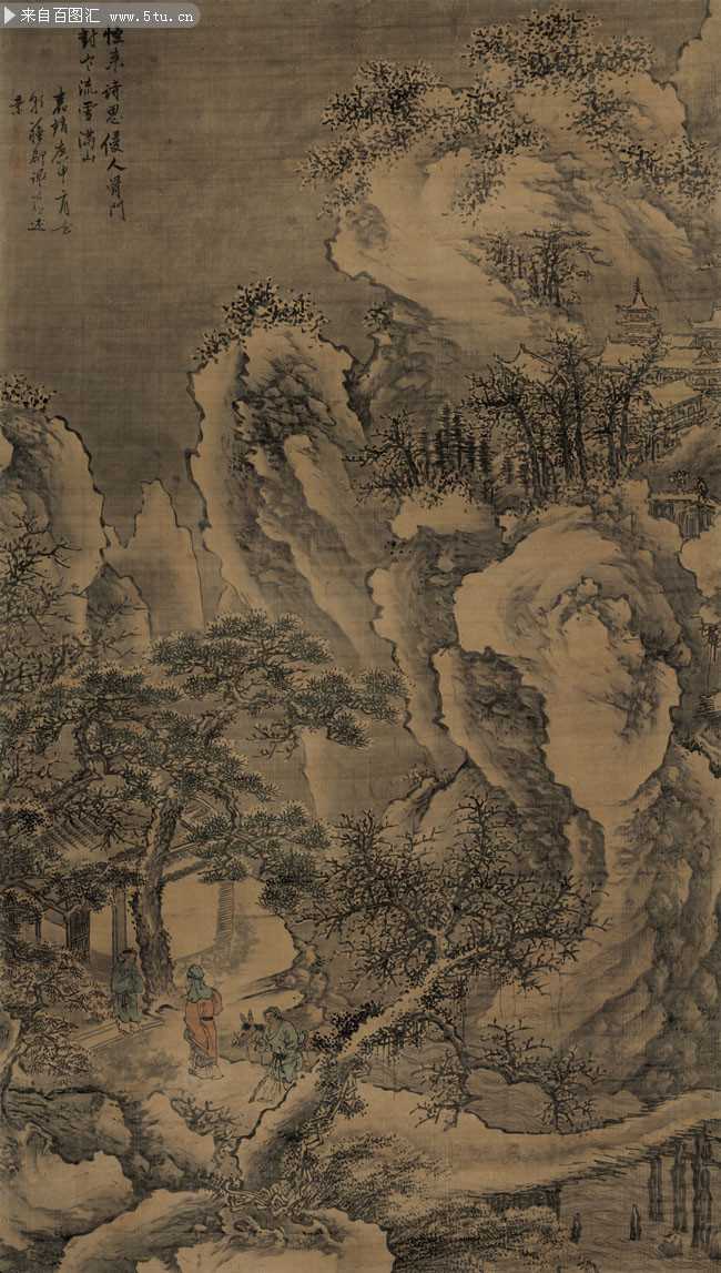 雪山寒溪图_明_谢时臣