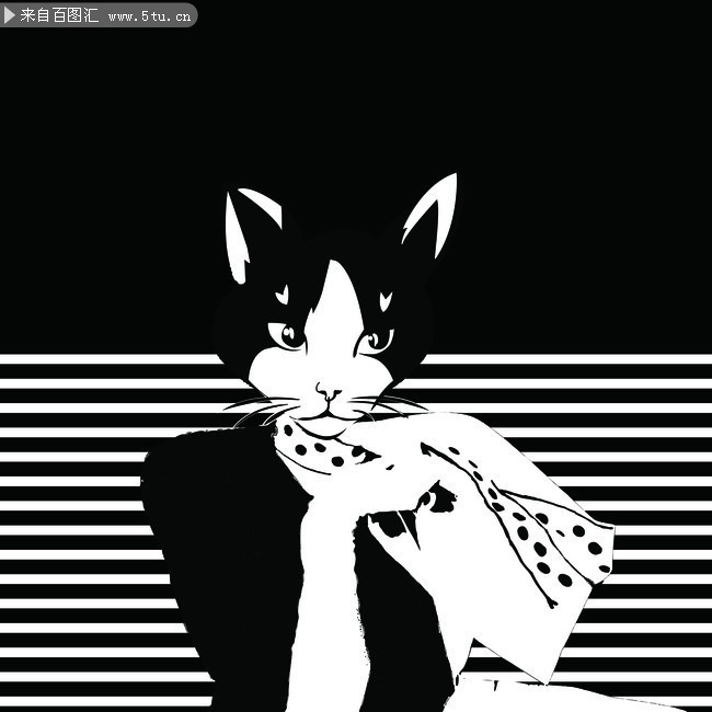 赫本猫矢量插画图片下载