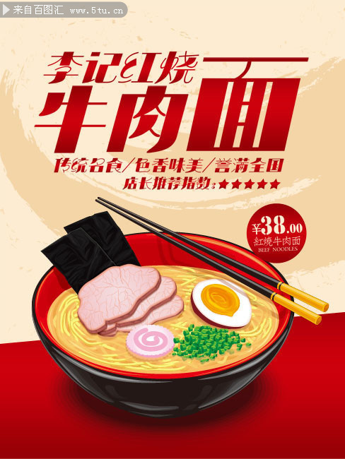 红烧牛肉面餐饮宣传海报图片