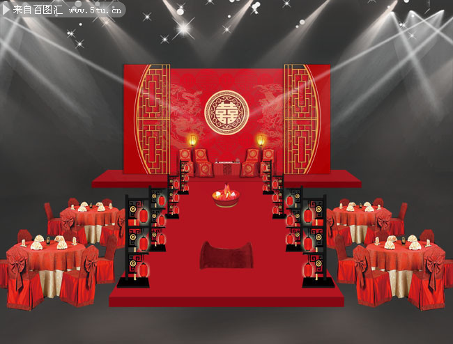 中式婚礼舞台背景效果图