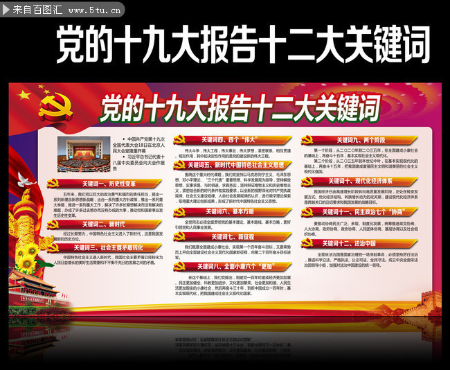 十九大报告12大关键词解读看板