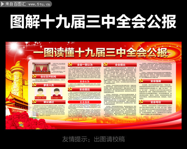 一图读懂十九届三中全会公报展板