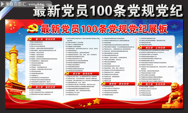 解读党员100条党规党纪展板下载