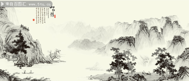 中国风山水情背景图片