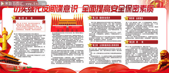 红色党建反间谍意识内容宣传栏