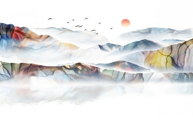 江山如画背景墙装饰图片