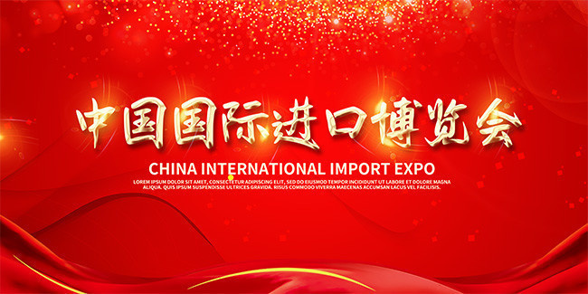 红色中国国际进口博览会展板