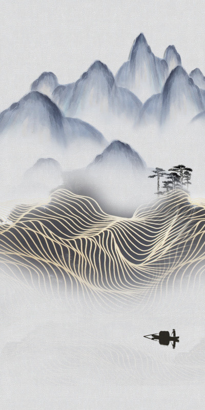 抽象山水画壁画图片
