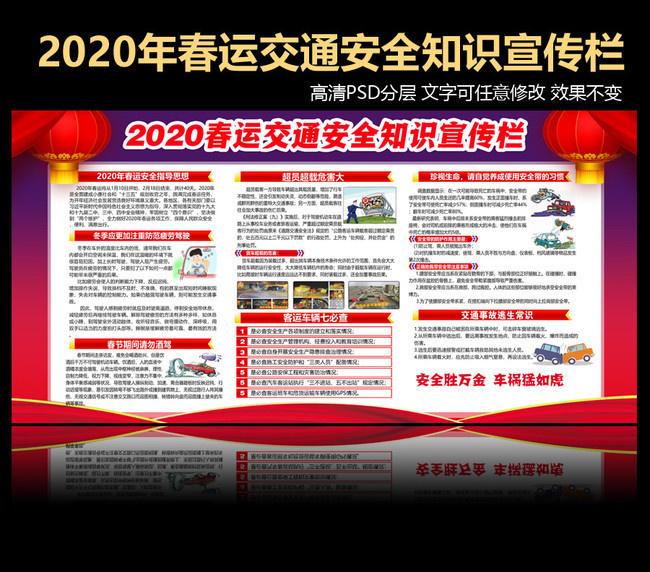 2020春运交通安全知识宣传栏展板