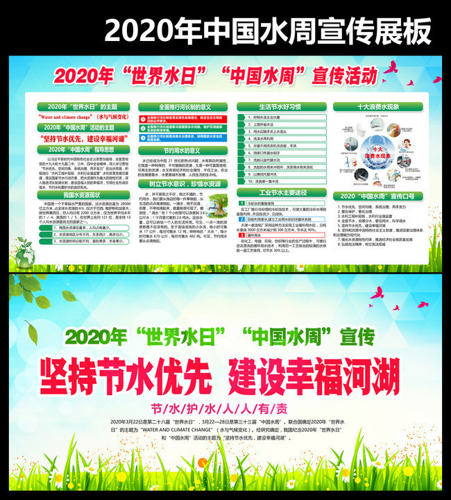 2020年中国水周和世界水日主题展板