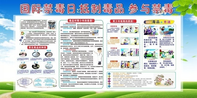 国际禁毒日宣传展板模板素材