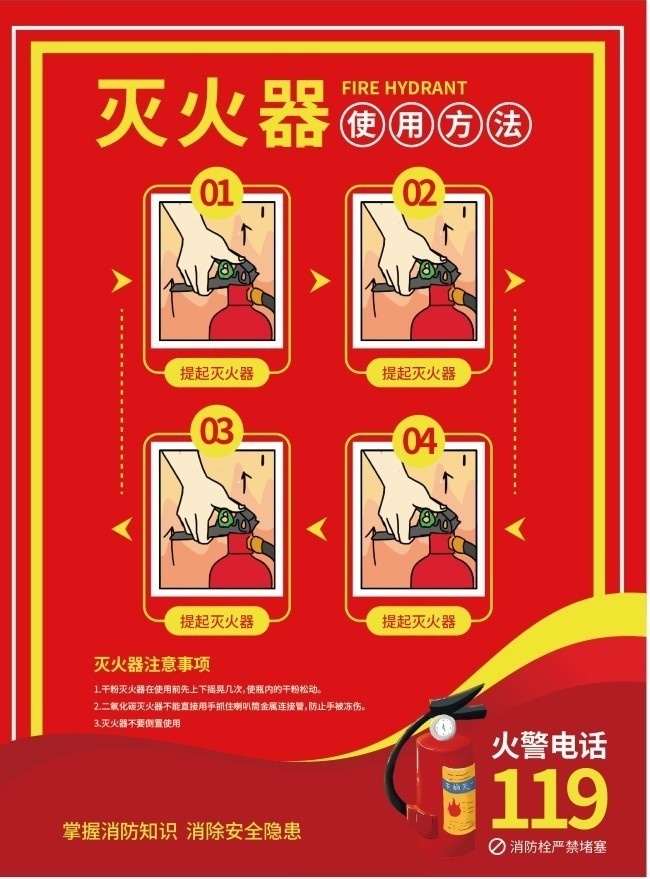 消防安全灭火器使用方法挂图下载