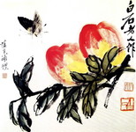 齐白石国画集 蝴蝶寿桃