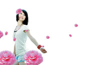 女孩与花瓣素材