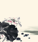 水墨荷花素材 国画图片