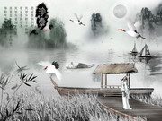 诗意水墨背景 水墨山水画
