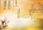 江南风景水墨画 古代线描素材