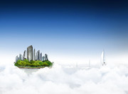 创意城市 天空中的房子