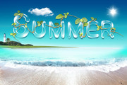 夏日海滩风景 summer字体图片