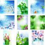 鲜花背景矢量图 
