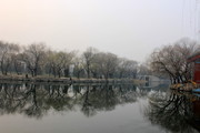 池塘风景图片 水中倒影