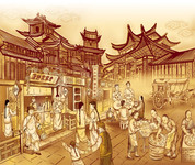 古代饼屋图片 人物插画素材