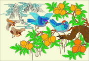 古代花鸟画矢量图