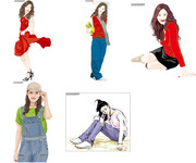 休闲美女图片 女性插画素材