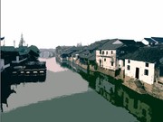 PS江南古镇风景图