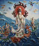 大型浮雕观音菩萨 佛教壁画图片