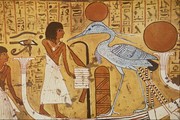 古代壁画 人物仙鹤图