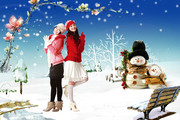 冰天雪地图片 可爱美女冬天摄影图片