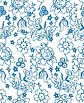 青瓷花纹图案 蓝色花纹矢量图 