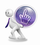 背圆形按钮的3D人物