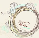 随意线条矢量图 线描花朵素材